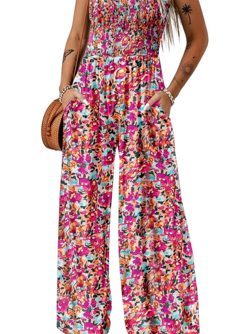 Floral Wide-Leg Jumpsuit - Pink Multi